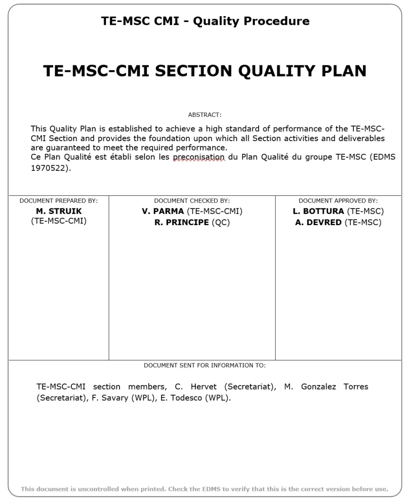 CMI QA PLAN